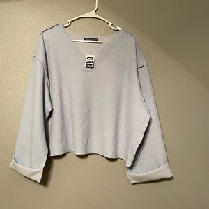 Light Blue Cuffed Sleeve Sweater